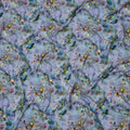 قماش فيسكوز أزرق لافندر أساسي بطبعة زهور وأوراق بألوان مائية متعددة، 110 سم، الهند - D23852