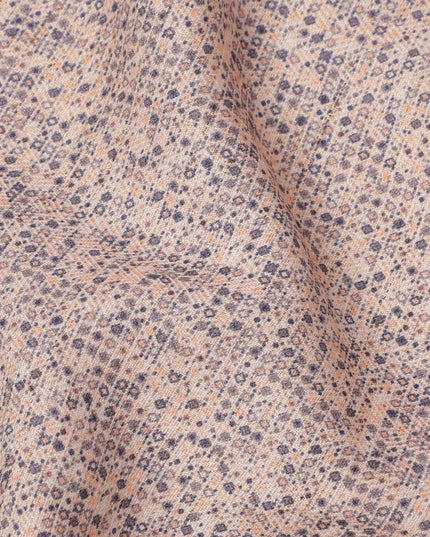Dusty peach cotton voile fabric with micro abstract digital dot print, 110 Cms, India-D23858