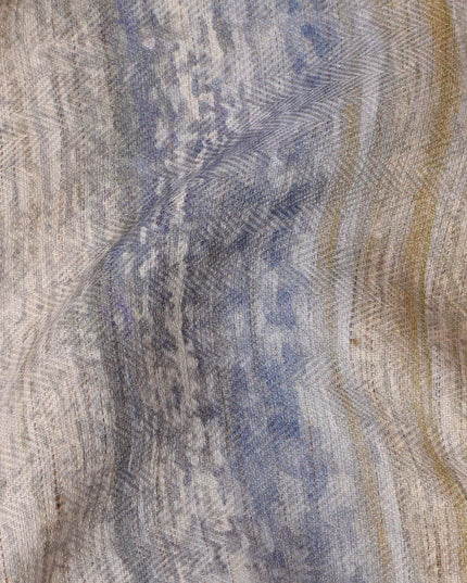 قماش فوال قطني بيج باهت بطباعة رقمية بخطوط مائية، 110 سم، الهند - D23859