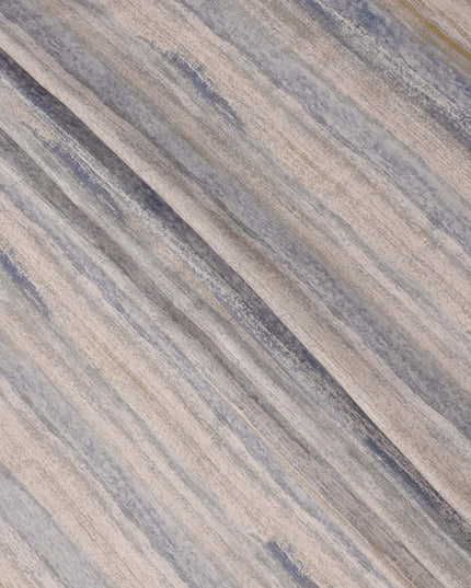 قماش فوال قطني بيج باهت بطباعة رقمية بخطوط مائية، 110 سم، الهند - D23859