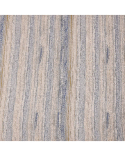 قماش فوال قطني بيج باهت بطباعة رقمية بخطوط مائية، 110 سم، الهند - D23859