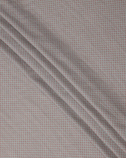 قماش فوال قطني رمادي بطبعة زهور عرقية صغيرة باللونين الأحمر والأبيض، 110 سم، الهند - D23861