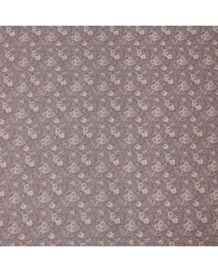 Dusty mauve cotton voile fabric with ivory floral print and vintage-inspired detailing, 110 Cms, India-D23862