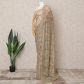 Antique Gold Premium Metallic Chantilly Lace Saree with Stone Work, 5.5 Meters Length, 110 Cms Width, Made in France-D23871