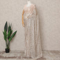Light Pink Premium Metallic Chantilly Lace Saree with Stone Work, 5.5 Meters Length, 110 Cms Width, Made in France-D23874