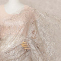 Light Pink Premium Metallic Chantilly Lace Saree with Stone Work, 5.5 Meters Length, 110 Cms Width, Made in France-D23874