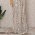 Light Pink Premium Metallic Chantilly Lace Saree with Stone Work, 5.5 Meters Length, 110 Cms Width, Made in France-D23874