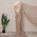 Rose Gold Premium Metallic Chantilly Lace Saree with Stone Work, 5.5 Meters Length, 110 Cms Width, Made in France-D23875