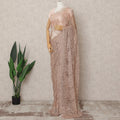 Rose Gold Premium Metallic Chantilly Lace Saree with Stone Work, 5.5 Meters Length, 110 Cms Width, Made in France-D23875