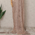 Rose Gold Premium Metallic Chantilly Lace Saree with Stone Work, 5.5 Meters Length, 110 Cms Width, Made in France-D23875