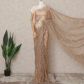 Bronze Gold Premium Metallic Chantilly Lace Saree with Stone Work, 5.5 Meters Length, 110 Cms Width, Made in France-D23877