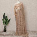 Bronze Gold Premium Metallic Chantilly Lace Saree with Stone Work, 5.5 Meters Length, 110 Cms Width, Made in France-D23877