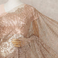 Bronze Gold Premium Metallic Chantilly Lace Saree with Stone Work, 5.5 Meters Length, 110 Cms Width, Made in France-D23877