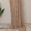 Bronze Gold Premium Metallic Chantilly Lace Saree with Stone Work, 5.5 Meters Length, 110 Cms Width, Made in France-D23877