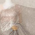 Taupe Grey Premium Metallic Chantilly Lace Saree with Stone Work, 5.5 Meters Length, 110 Cms Width, Made in France-D23879 Regal Fabrics