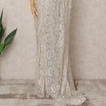White Premium Metallic Chantilly Lace Saree with Stone Work, 5.5 Meters Length, 110 Cms Width, Made in France-D23881 Regal Fabrics