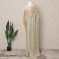 Golden Beige Premium Metallic Chantilly Lace Saree with Stone Work, 5.5 Meters Length, 110 Cms Width, Made in France-D23885 Regal Fabrics