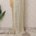 Golden Beige Premium Metallic Chantilly Lace Saree with Stone Work, 5.5 Meters Length, 110 Cms Width, Made in France-D23885 Regal Fabrics