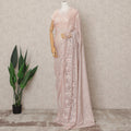 Blush Pink Premium Metallic Chantilly Lace Saree with Stone Work, 5.5 Meters Length, 110 Cms Width, Made in France-D23886