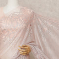 Blush Pink Premium Metallic Chantilly Lace Saree with Stone Work, 5.5 Meters Length, 110 Cms Width, Made in France-D23886