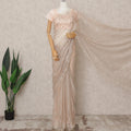 Dusty Rose Premium Metallic Chantilly Lace Saree Fabric, 5.5 Meters Length, 110 Cms Width, Made in France-D23892