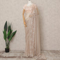Dusty Rose Premium Metallic Chantilly Lace Saree Fabric, 5.5 Meters Length, 110 Cms Width, Made in France-D23892