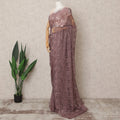 Dusty Mauve Premium Metallic Chantilly Lace Saree Fabric, 5.5 Meters Length, 110 Cms Width, Made in France-D23894