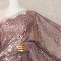 Dusty Mauve Premium Metallic Chantilly Lace Saree Fabric, 5.5 Meters Length, 110 Cms Width, Made in France-D23894