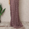 Dusty Mauve Premium Metallic Chantilly Lace Saree Fabric, 5.5 Meters Length, 110 Cms Width, Made in France-D23894