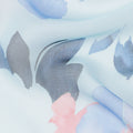 Sky Blue Base Soft Pink and Lilac Watercolor Floral Printed Pure Silk Chiffon Fabric, 110 Cms Width, Made in South Korea-D23993