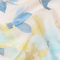 Beige Base Yellow and Blue Watercolor Floral Printed Pure Silk Chiffon Fabric, 110 Cms Width, Made in South Korea-D23996