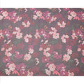 Charcoal Grey Base Pink and Mauve Watercolor Floral Printed Pure Silk Chiffon Fabric, 110 Cms Width, Made in South Korea-D23999