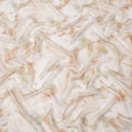 Ivory Base Beige and Green Soft Watercolor Floral Printed Pure Silk Chiffon Fabric, 110 Cms Width, Made in South Korea-D24000
