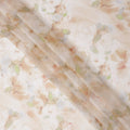 Ivory Base Beige and Green Soft Watercolor Floral Printed Pure Silk Chiffon Fabric, 110 Cms Width, Made in South Korea-D24000