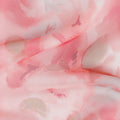 White Base Coral Pink and Blush Watercolor Floral Printed Pure Silk Chiffon Fabric, 110 Cms Width, Made in South Korea-D24001 - Regal Fabrics