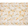 White Base Yellow Ochre and Soft Green Watercolor Floral Printed Pure Silk Chiffon Fabric, 110 Cms Width, Made in South Korea-D24002