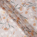 Dusty Lilac Base Peach and Ivory Floral Vine Printed Pure Silk Chiffon Fabric, 110 Cms Width, Made in South Korea-D24003