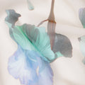 Ivory Base Blue-Green and Teal Artistic Floral Printed Pure Silk Chiffon Fabric, 110 Cms Width, Made in South Korea-D24004
