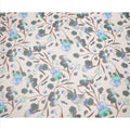 Ivory Base Blue-Green and Teal Artistic Floral Printed Pure Silk Chiffon Fabric, 110 Cms Width, Made in South Korea-D24004