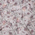 Dusty Lilac Base Mauve and Cream Floral Printed Pure Silk Chiffon Fabric, 110 Cms Width, Made in South Korea
-D24006