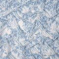 White Base Monochrome Blue Floral Brushstroke Printed Pure Silk Chiffon Fabric, 110 Cms Width, Made in South Korea-D24008