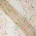 Ivory Base Soft Pastel Oversized Floral Printed Pure Silk Chiffon Fabric, 110 Cms Width, Made in South Korea-D24011