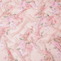 Blush Pink Base Bloom Cluster Floral Printed Pure Silk Chiffon Fabric, 110 Cms Width, Made in South Korea-D24012