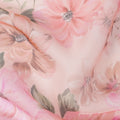 Blush Pink Base Bloom Cluster Floral Printed Pure Silk Chiffon Fabric, 110 Cms Width, Made in South Korea-D24012