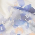 Ivory Base Lavender Blue Floral Mist Printed Pure Silk Chiffon Fabric, 110 Cms Width, Made in South Korea-D24016