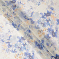 Ivory Base Lavender Blue Floral Mist Printed Pure Silk Chiffon Fabric, 110 Cms Width, Made in South Korea-D24016
