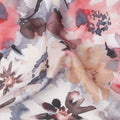 Multicolor Base Abstract Floral Burst Printed Pure Silk Crepe Fabric, 110 Cms Width, Made in India-D24017