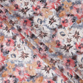 Multicolor Base Abstract Floral Burst Printed Pure Silk Crepe Fabric, 110 Cms Width, Made in India-D24017