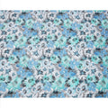 Turquoise Blue and Ice Grey Abstract Floral Printed Pure Silk Crepe Fabric, 110 Cms Width, Made in India-D24018