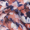 Brick Red and Navy Multicolor Camouflage-Inspired Printed Pure Silk Crepe Fabric, 110 Cms Width, Made in India-D24019